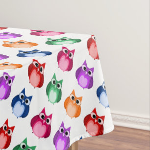 Customizable Cute Colourful Owl Pattern Tablecloth