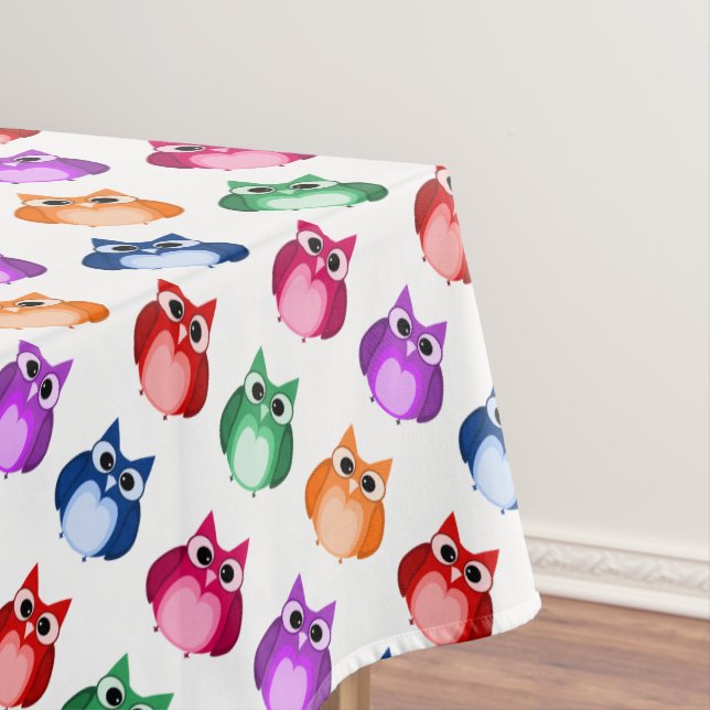 Customizable Cute Colourful Owl Pattern Tablecloth (In Situ)