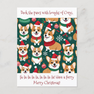 Customizable Cute Corgi Christmas Postcard