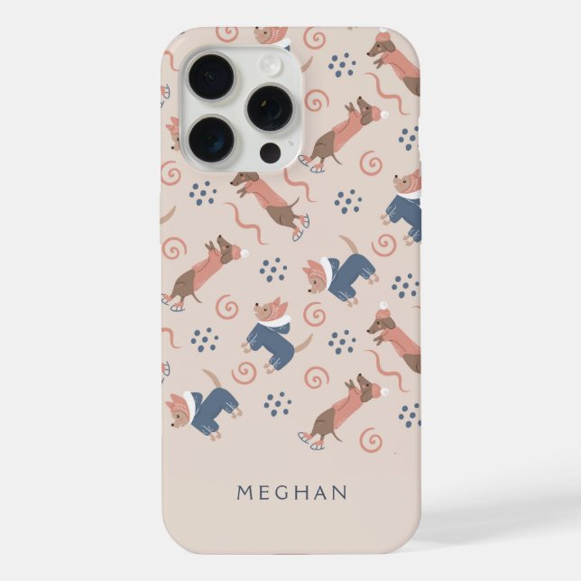Customizable Cute Dachshund & Terrier iPhone Case (Back)