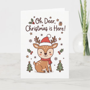Customizable Cute Deer Holiday Card