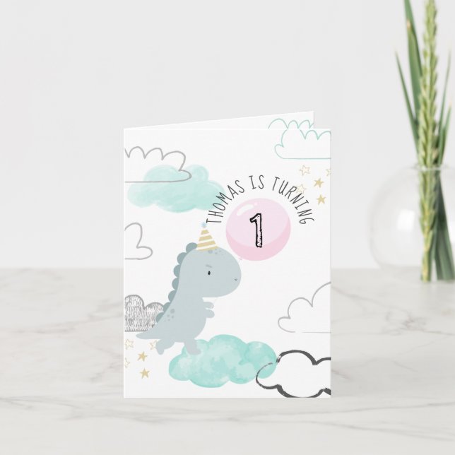 Customizable Cute Dinosaur Birthday Invitation (Front)