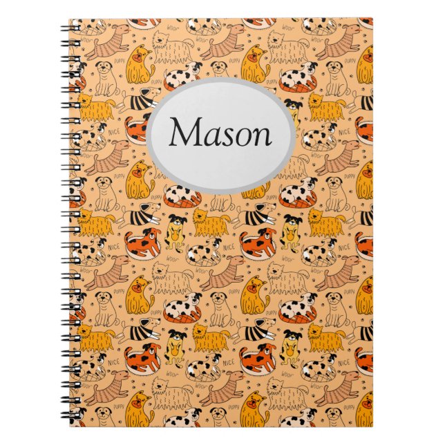 Customizable Cute Dogs Spiral Notebook (Front)