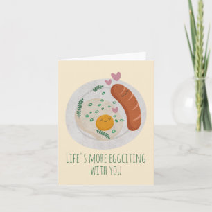 Customizable Cute Egg and Sausage in Love Note Card