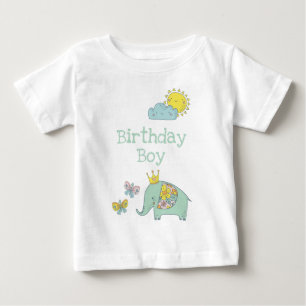 Customizable Cute Elephant and Butterflies Baby T-Shirt