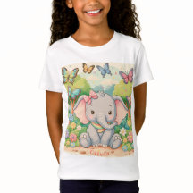 Customizable Cute Elephant and Butterflies