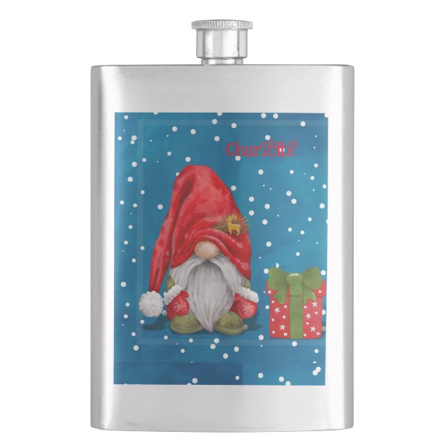 Customizable Cute Father Christmas Hip Flask (Front)