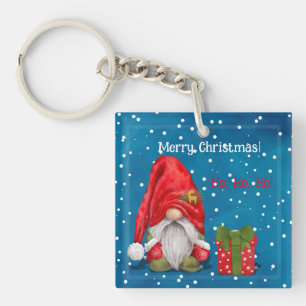 Customizable Cute Father Christmas  Keychain