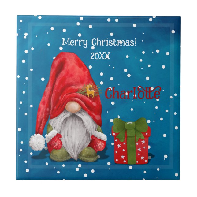Customizable Cute Father Christmas  Tile (Front)