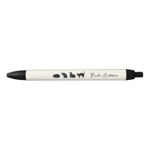 Customizable Cute Funny Black Cat Ink Pen