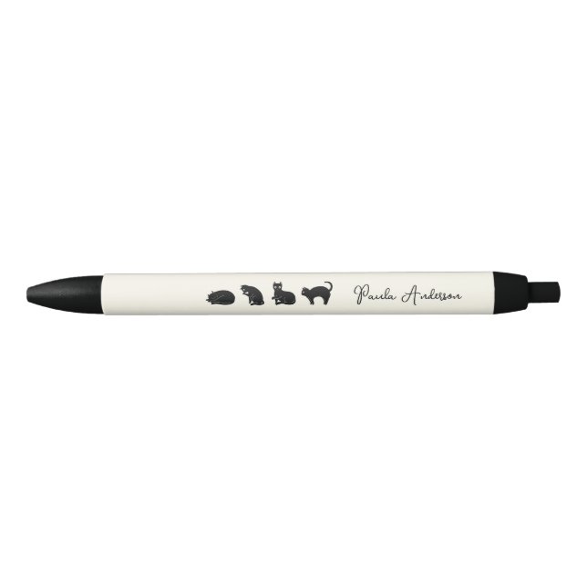Customizable Cute Funny Black Cat Ink Pen (Front)