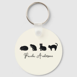 Customizable Cute Funny Black Cat Keychain