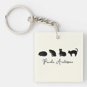 Customizable Cute Funny Black Cat Keychain