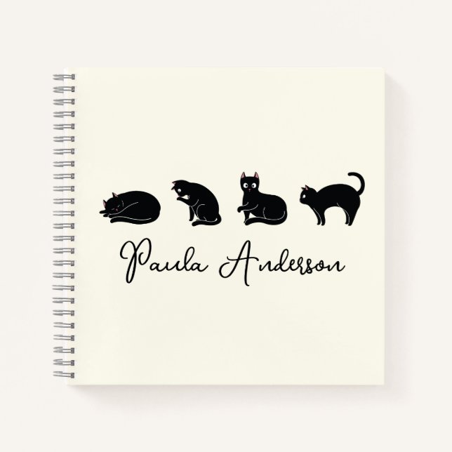Customizable Cute Funny Black Cat Notebook (Front)