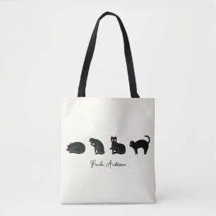 Customizable Cute Funny Black Cat  Tote Bag