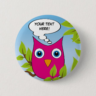 Customizable cute little owl - multiple colours 2 inch round button