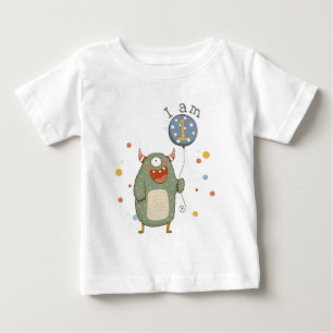 Customizable Cute Monster with Balloon Birthday Baby T-Shirt