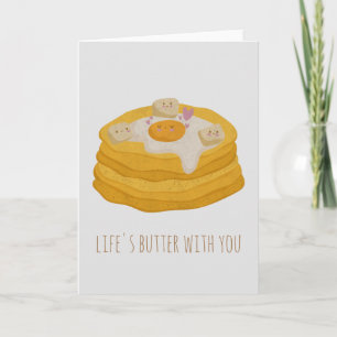 Customizable Cute Pancake with Egg and Butter Note Card