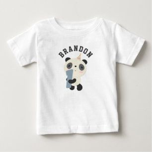Customizable Cute Panda First Birthday Baby T-Shirt