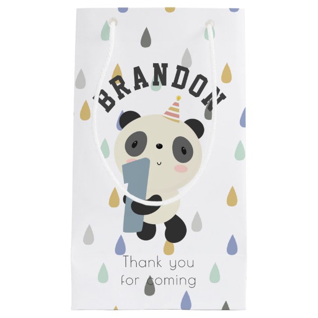Customizable Cute Panda First Birthday Small Gift Bag (Front)