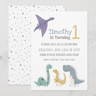 Customizable Cute Pastel Dinosaurs Birthday Invitation