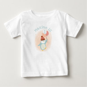 Customizable Cute Pastel Penguin with Balloons Baby T-Shirt