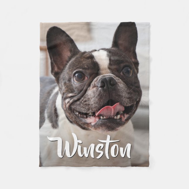 Customizable Cute Pet Lover Dog Photo Fleece Blanket (Front)
