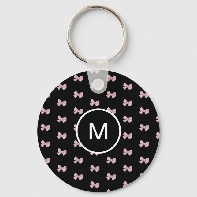 Customizable Cute Pink Bow printed  Keychain (Front)