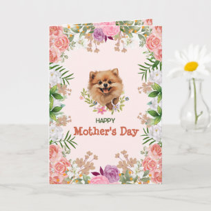 Customizable Cute Pomeranian Mother's day Card