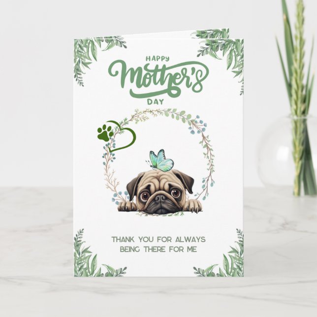 Customizable Cute Pug Mother's day Card (Front)