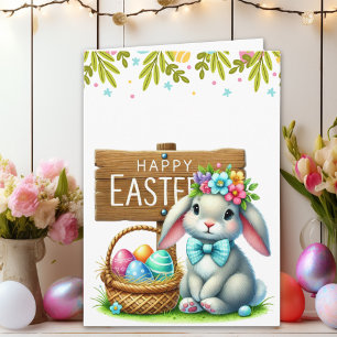 Customizable Cute Rabbit Easter Card