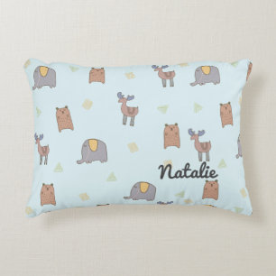 Customizable Cute Scandinavian Animals Pattern Accent Pillow