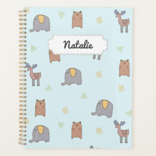 Customizable Cute Scandinavian Animals Pattern Planner