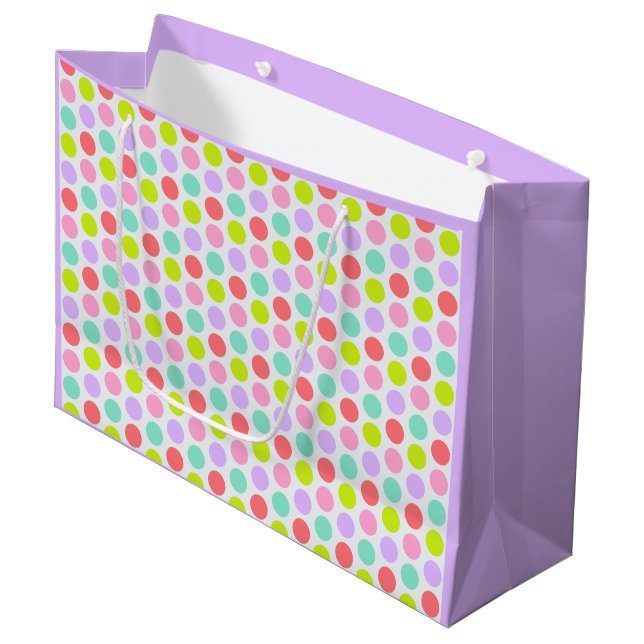 Customizable Cute Soft Pastel Polka Dots Pattern Large Gift Bag (Front Angled)