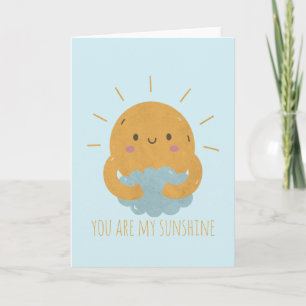Customizable Cute Sun Hugging the Cloud Note Card