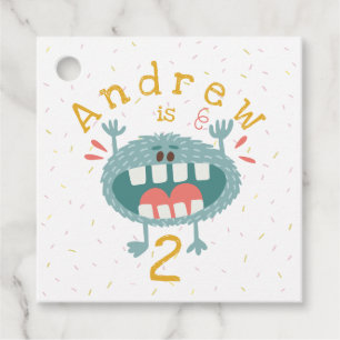 Customizable Cute Teal Monster Favour Tags