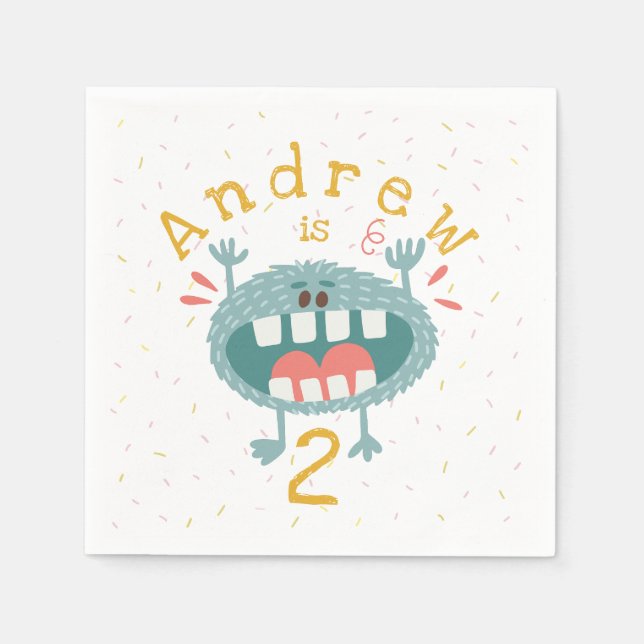 Customizable Cute Teal Monster Napkin (Front)