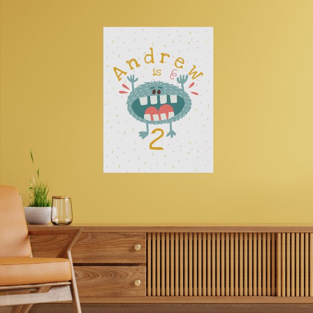 Customizable Cute Teal Monster Poster (Living Room 2)