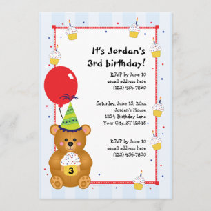 Customizable Cute Teddy Bear Birthday Invitation
