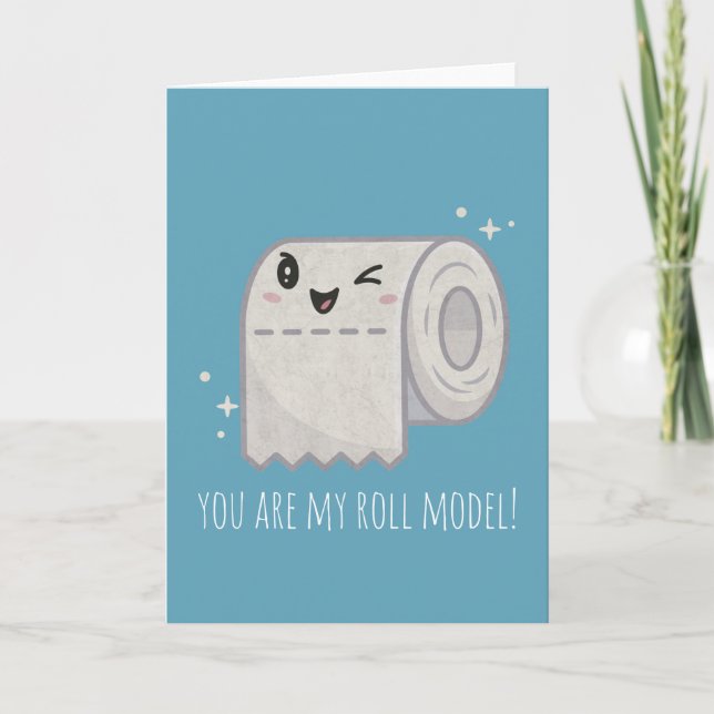 Customizable Cute Toilet Roll Note Card (Front)