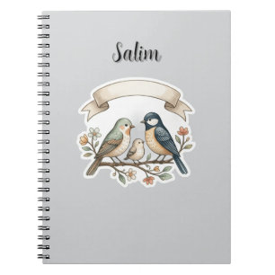Customizable cute waterfowl family name sticker notebook