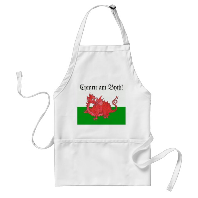 Customizable Cute Welsh Red Dragon Apron (Front)