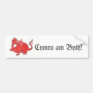 Customizable Cute Welsh Red Dragon Bumper Sticker