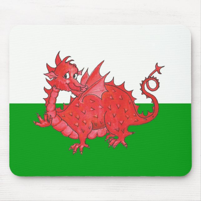Customizable Cute Welsh Red Dragon Mousepad (Front)