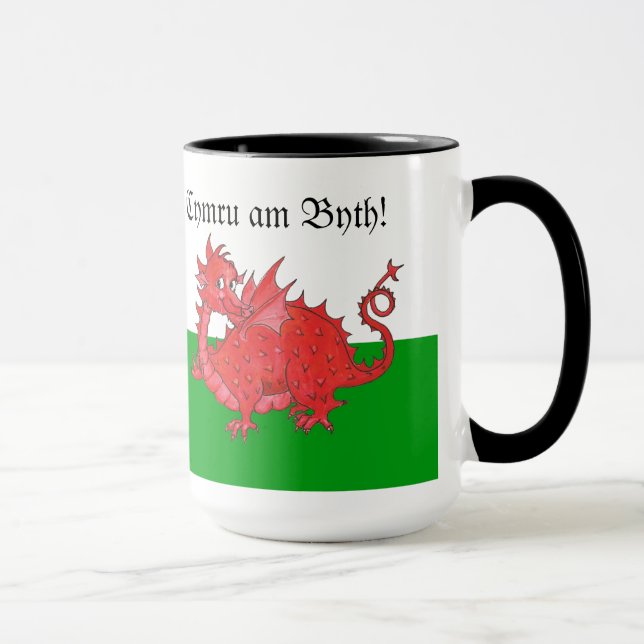 Customizable Cute Welsh Red Dragon Ringer Mug (Right)
