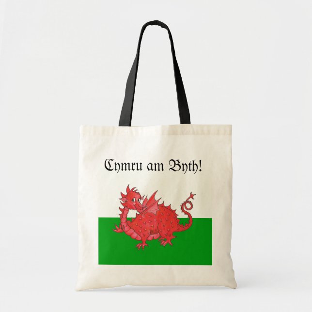Customizable Cute Welsh Red Dragon Tote Bag (Front)