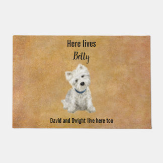 Customizable cute Westie Door Mat