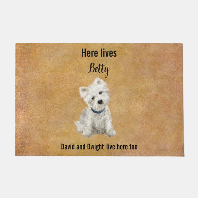 Customizable cute Westie Door Mat (Front)