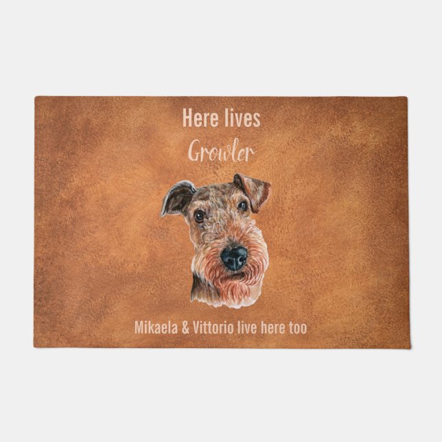 Customizable cute Wire Fox Terrier Door Mat (Front)