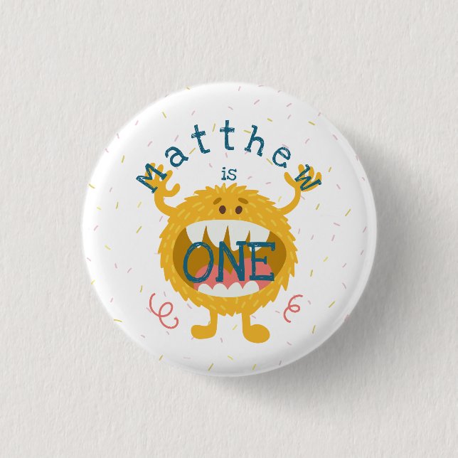 Customizable Cute Yellow Monster 1 Inch Round Button (Front)